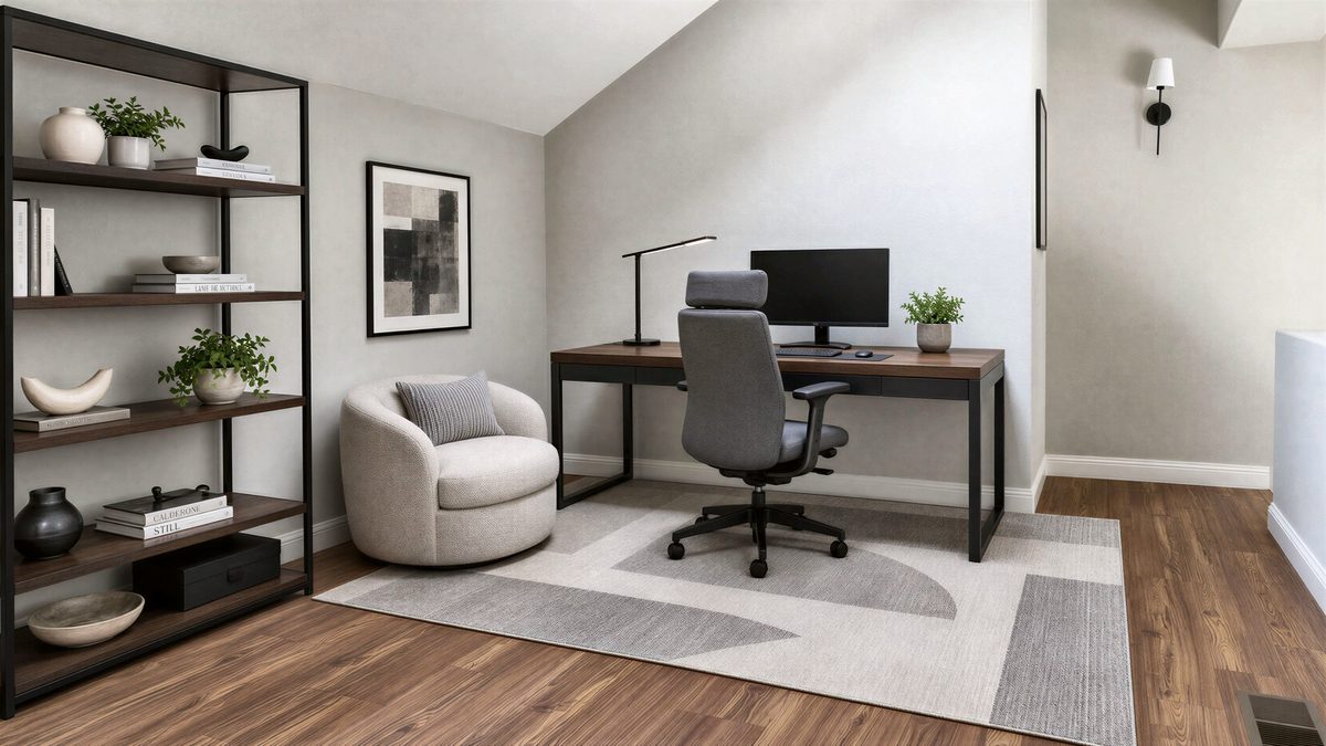 Loft study, virtually staged
