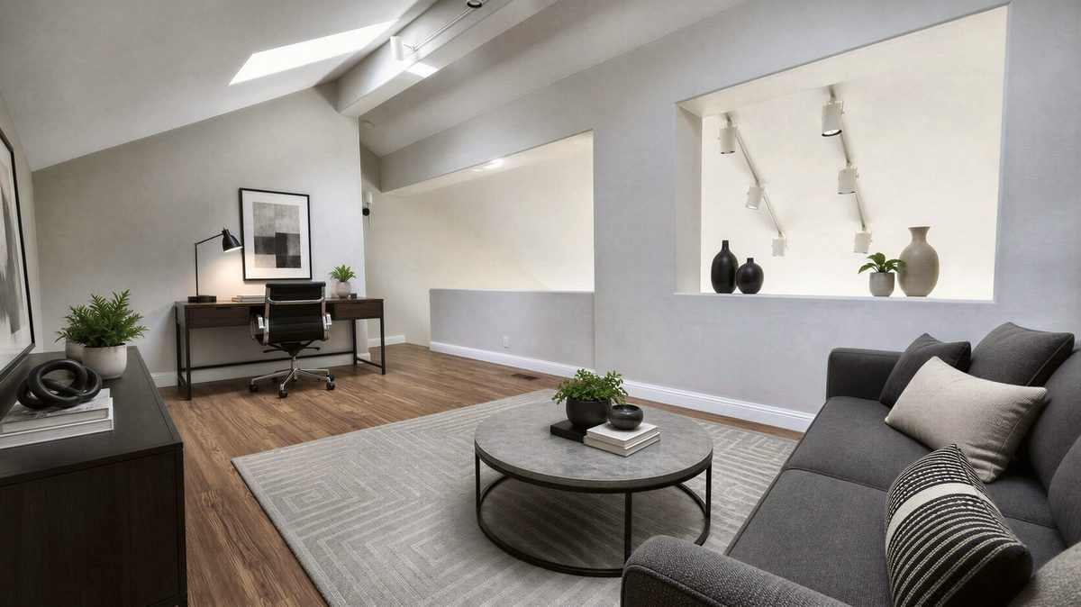Loft, virtually staged